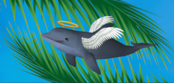 dolphin angel palm fronds art digital logo